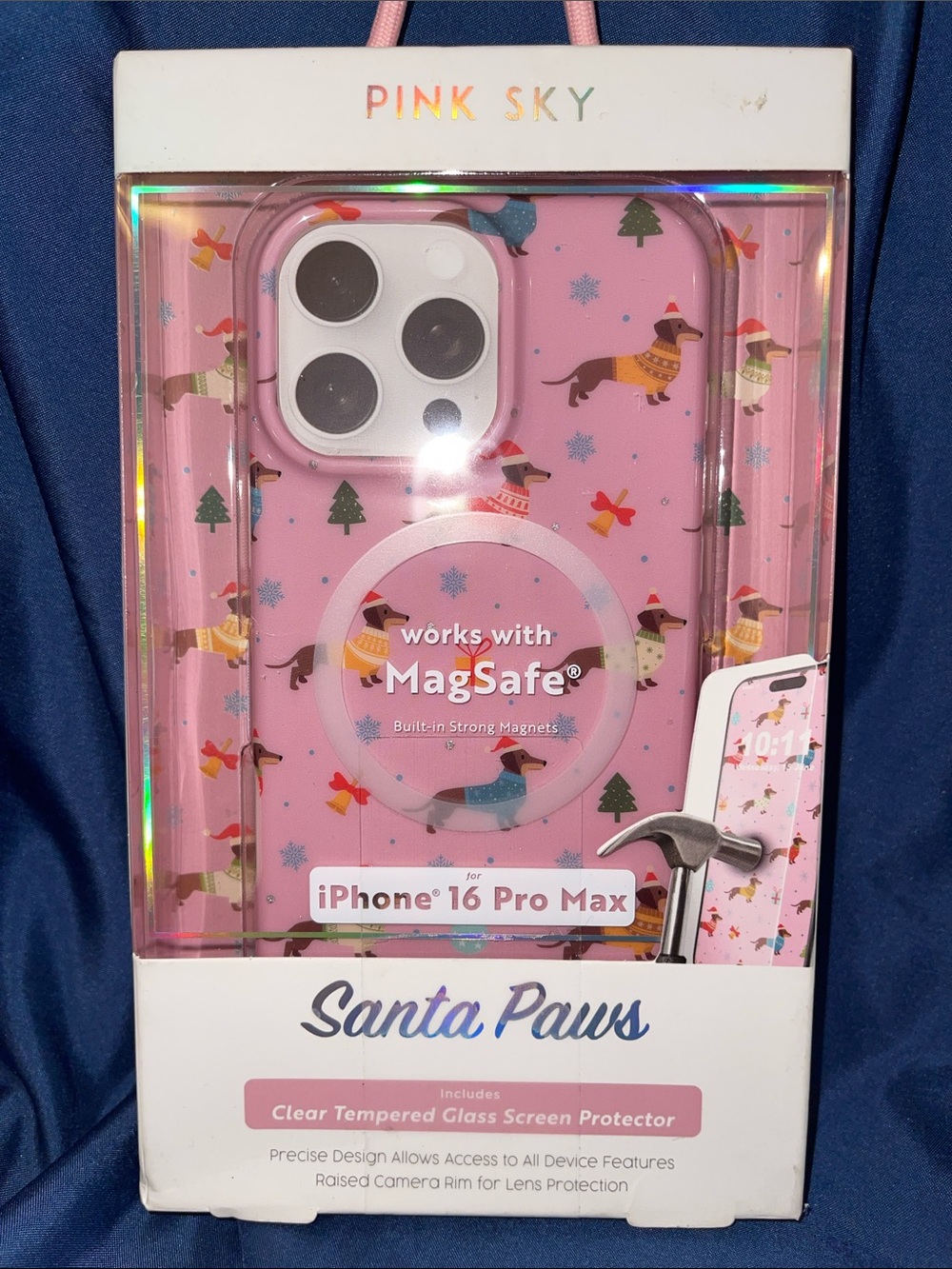 Pink Sky Santa Paws MagSafe Case for iPhone 16 Pro Max - Pink